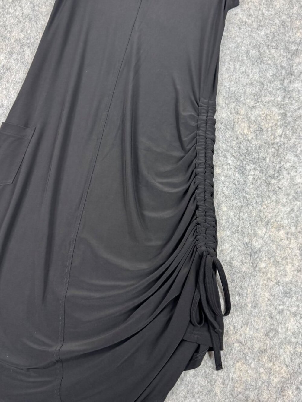 Joseph Ribkoff Dress Black Jersey Midi Side Ruching V Neck Sz 10 Short Sleeve - Picture 11 of 13